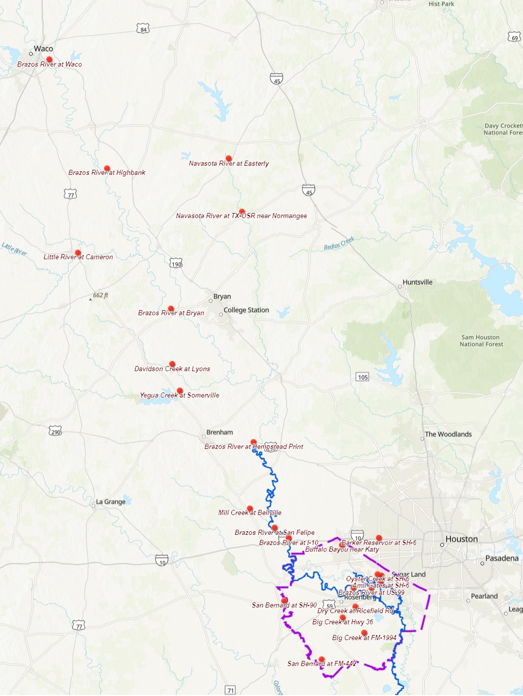 Brazos River USGS Gauges