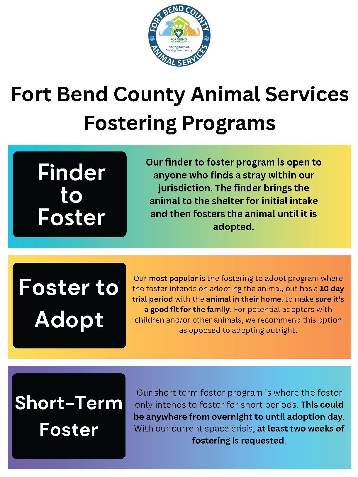 Fort Bend County Animal Services Fostering Programs Page 1