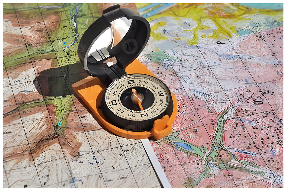 compass on map