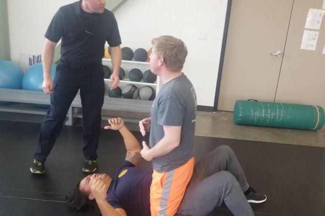 Employees training in self-defense