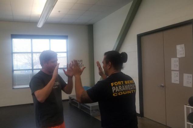 Employees training in self-defense